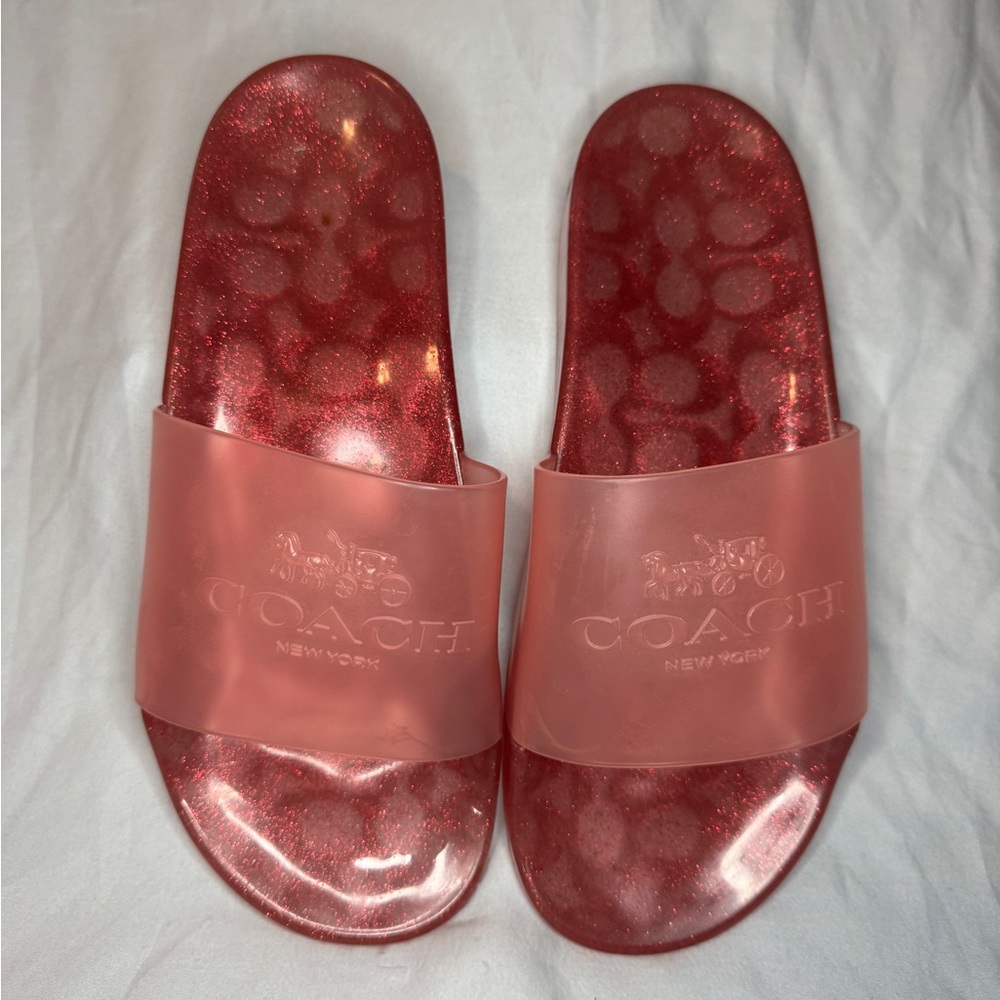 Coach Pink Glitter Jelly Slide Sandals